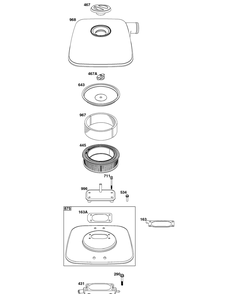Air Cleaner Group Diagram and Parts List for 61E377-0140-J1 400000 - 699999 Briggs and Stratton Engine